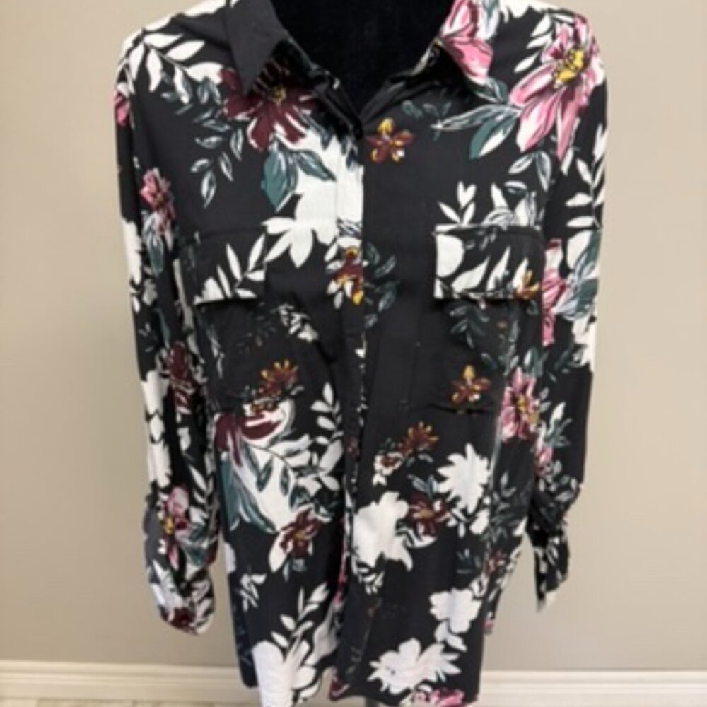 Green Floral Cotton  Blouse